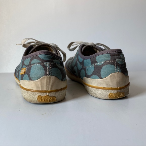 Simple Sneakers, Blue Polka Dots Cotton Print - Picture 3 of 5